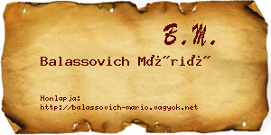 Balassovich Márió névjegykártya